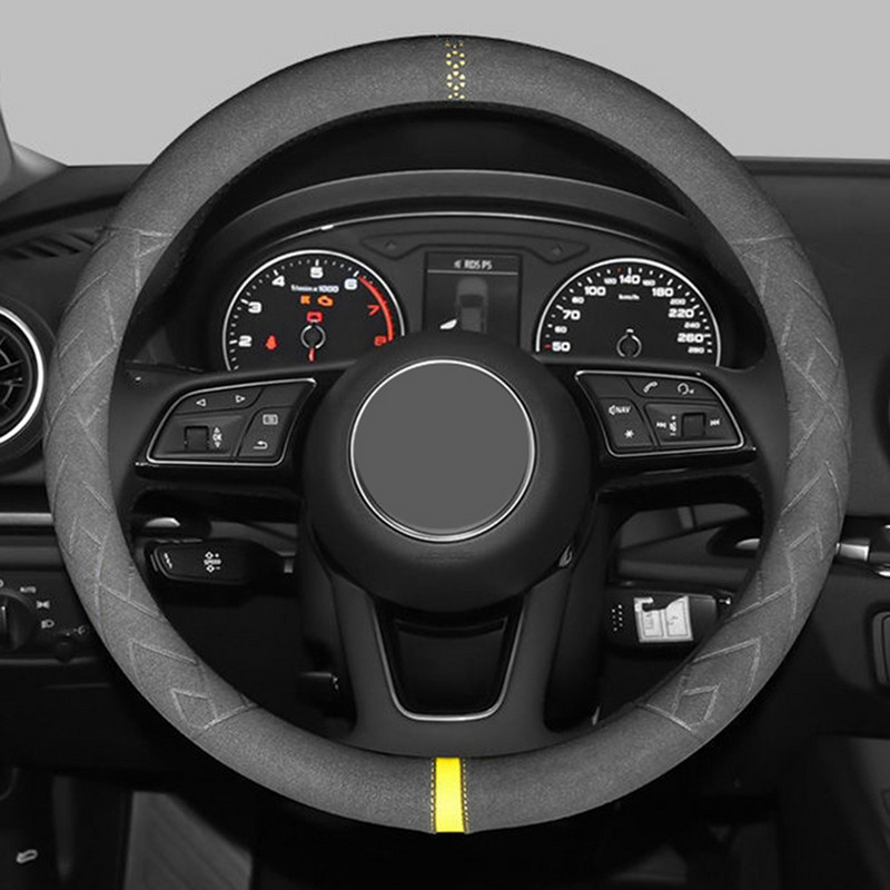 Automobilio vairo gaubtas 38cm zomšinė oda, atspari dilimui, skirta BMW E90 F01 F06 F10 F15 F16 F20 F21 F25 F26 F30 F32 F82 M3 G20 X5