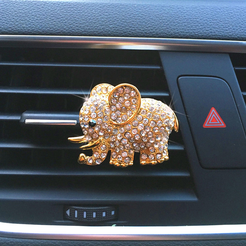 Bling autótartozékok Aroma Vent Clip Autószag Autóparfüm Légfrissítő Autódíszekben Gyémánt Elefánt Autó Belső Dekoráció