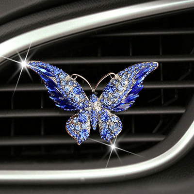 Bling Аксесоари за автомобили Подаръци за момичета Диамантена пеперуда Авто декорация Интериор Парфюм Щипка за вентилационен отвор за кола Луксозни орнаменти за кола Cool