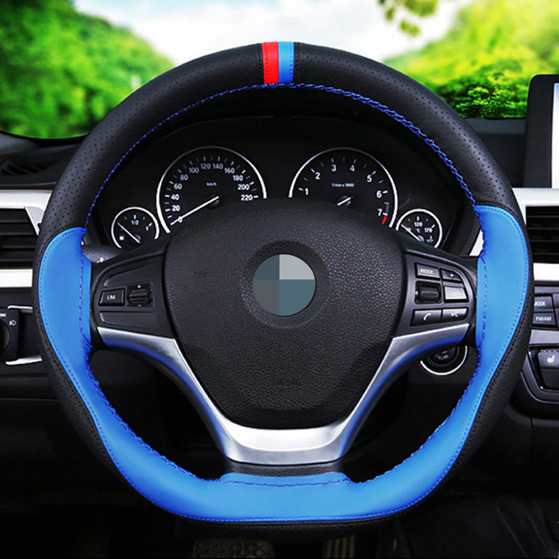 DIY 38 cm protuklizni volan od meke vlaknaste kože Navlaka za volan automobila s iglom i koncem Unutarnji dodaci