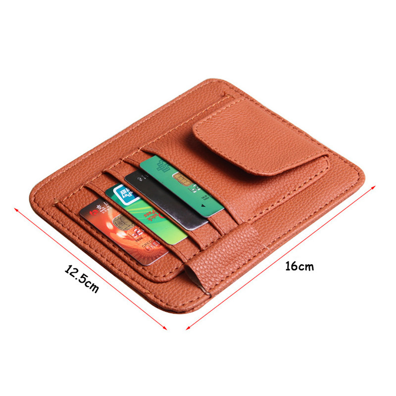 Suporturi pentru ochelari de soare pentru mașină, cu cleme, organizator de carduri pentru bilete, geantă de depozitare din piele PU pentru carcasă de montare pentru parasolar pentru mașină, accesoriu pentru mașină