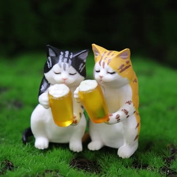 Mini Beer Cat Ταμπλό αυτοκινήτου Διακόσμηση παιχνιδιών Αξεσουάρ αυτοκινήτου Εσωτερικό καρτούν Φιγούρες γατάκι Κούκλες Χαριτωμένα παιχνίδια για στολίδια αυτοκινήτου Δώρα