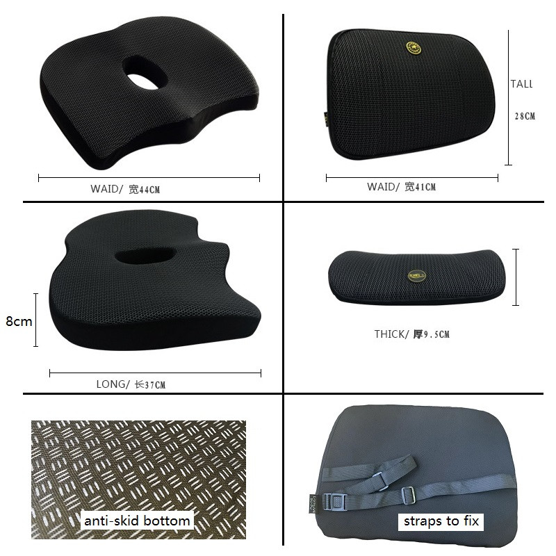 Automobilio pagalvė juosmens pagalvė atminties putplasčio ortopedinė pagalvė 3D korio formos ilga vairavimo pagalvė, mažinanti nuovargį nuo nugaros skausmo ir neslystanti