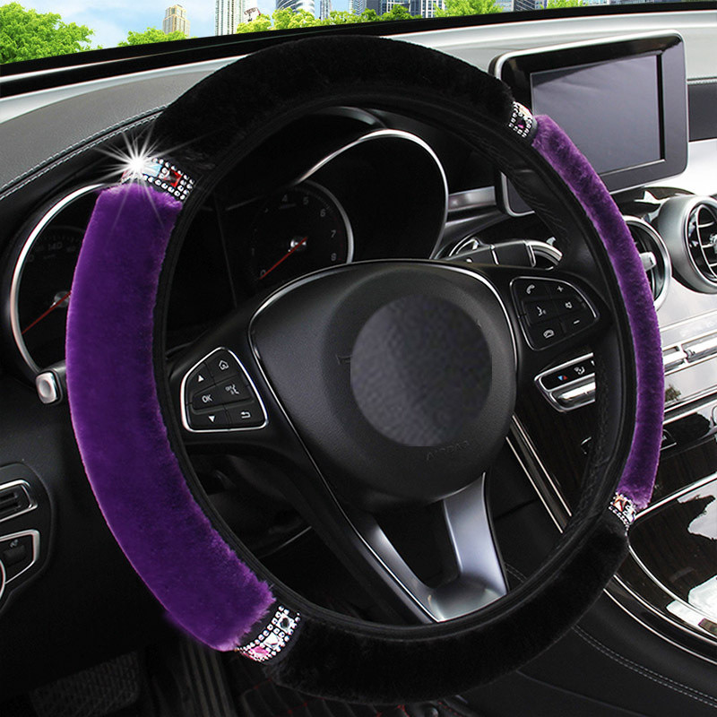 Univerzalna plišana navlaka za volan automobila promjera 37-38 cm promjera 37-38 cm, dodaci za unutrašnjost, navlaka za upravljač, stilizirana za automobil