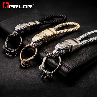 Creative Leopard Head Model Weave Keychains Ключодържател Автомобилен ключодържател Верига Цинкова сплав Автомобилен автомобил Стайлинг на автомобилни аксесоари Подарък