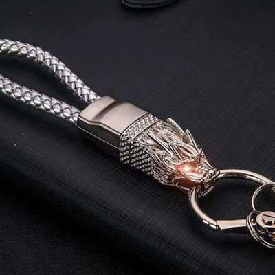 Dragon Head Model Weave Kulcstartó Kulcstartó Cink ötvözet Tartós autós kulcstartó lánc Gépkocsik Autóstílus Autókiegészítők Ajándékok