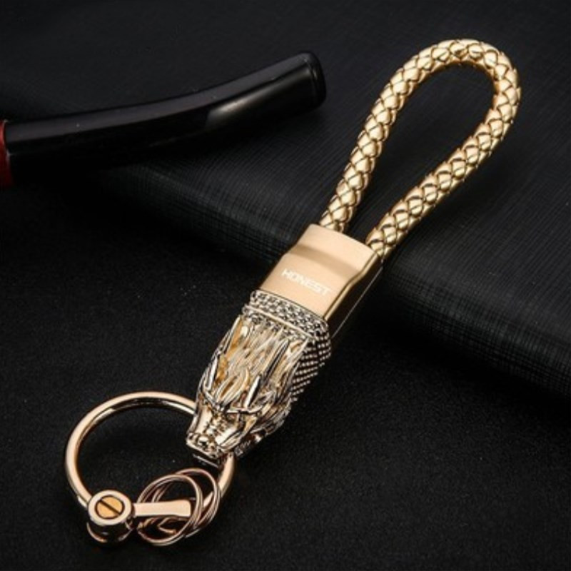 Dragon Head Model Weave Kulcstartó Kulcstartó Cink ötvözet Tartós autós kulcstartó lánc Gépkocsik Autóstílus Autókiegészítők Ajándékok