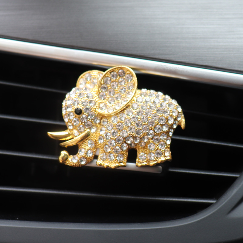 Elefant de diamant Accesorii mașini Decor interior auto Miros de mașină Aromă Clip de aerisire Clip de parfum auto Odorizant în Ornamente auto