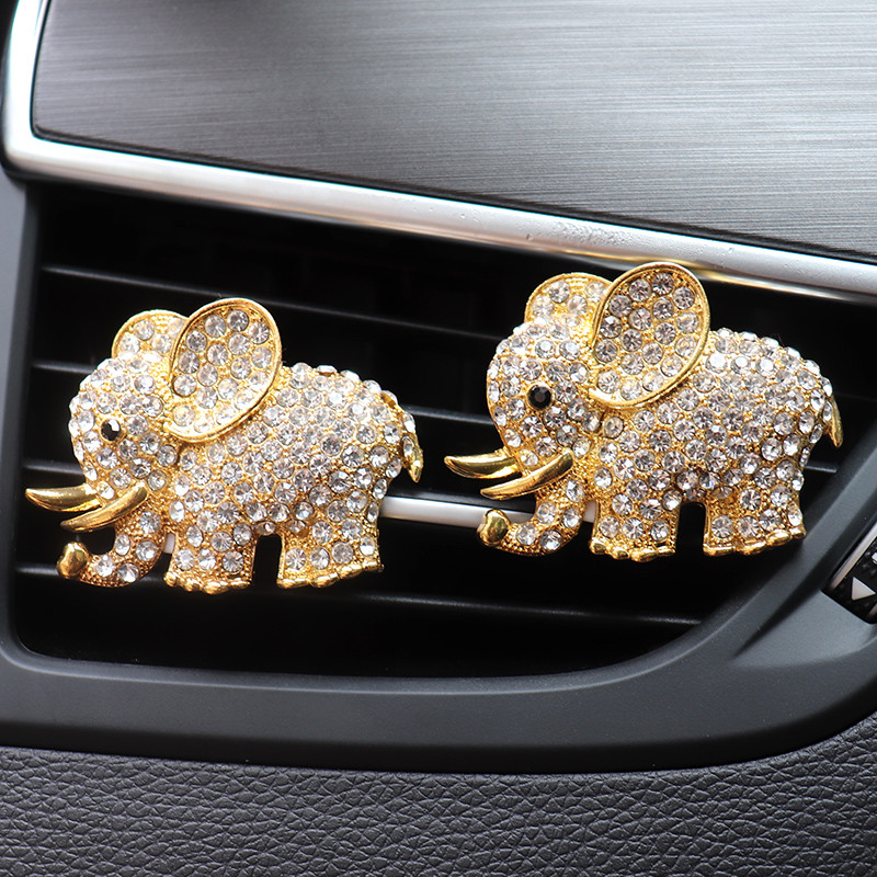 Elefant de diamant Accesorii mașini Decor interior auto Miros de mașină Aromă Clip de aerisire Clip de parfum auto Odorizant în Ornamente auto