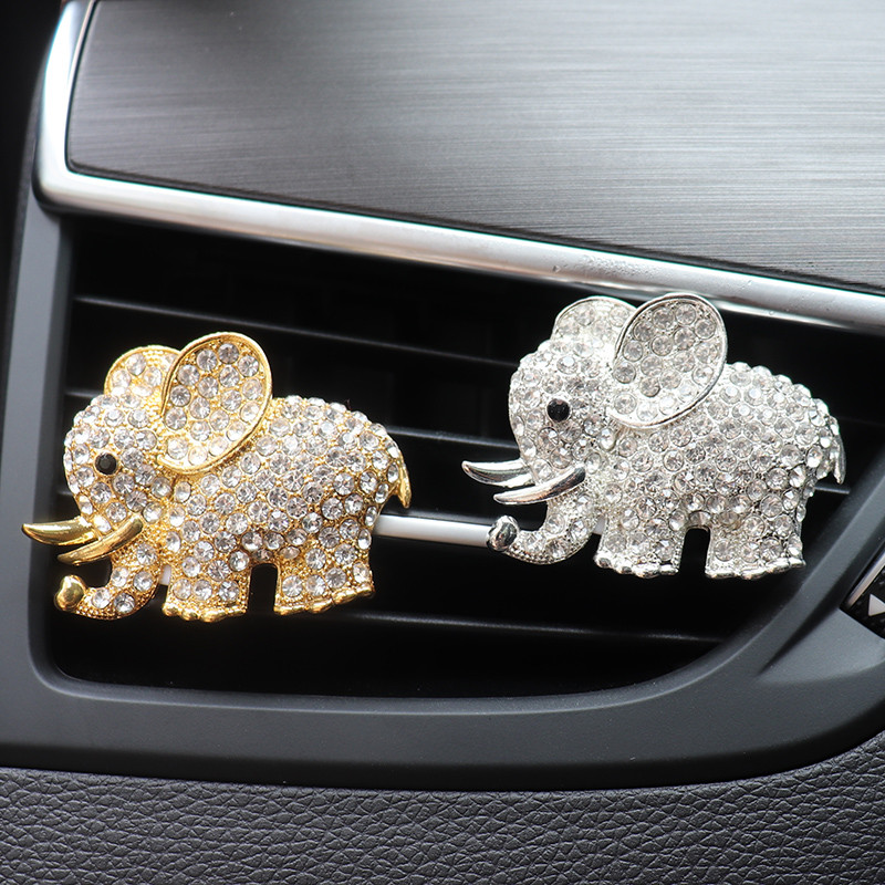 Elefant de diamant Accesorii mașini Decor interior auto Miros de mașină Aromă Clip de aerisire Clip de parfum auto Odorizant în Ornamente auto