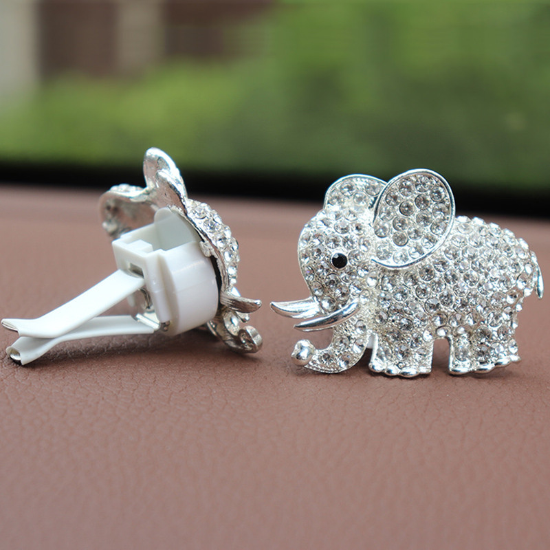 Elefant de diamant Accesorii mașini Decor interior auto Miros de mașină Aromă Clip de aerisire Clip de parfum auto Odorizant în Ornamente auto