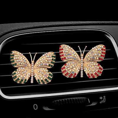 Diamond Butterfly Auto gaisa atsvaidzinātājs Auto Outlet Smaržas Klipu Ornaments Automašīnas difuzorā Bling Automašīnu piederumi Interjera Dekors Dāvanas