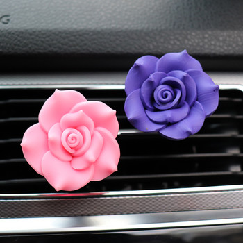 Camellia 3D Flower Decoration For Car Aroma Diffuser Flavoring In Car Perfume Vent Clip Ornaments Αξεσουάρ αυτοκινήτου για κορίτσια Lady