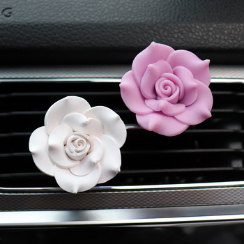 Camellia 3D Flower Decoration For Car Aroma Diffuser Flavoring In Car Perfume Vent Clip Ornaments Αξεσουάρ αυτοκινήτου για κορίτσια Lady