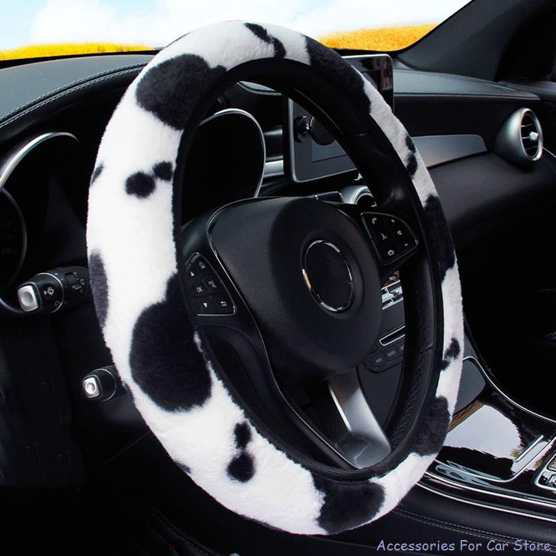 38 cm husă volan mașină imprimeu leopard anti-alunecare moale pluș husă volan mașină accesorii interior auto styling mașină