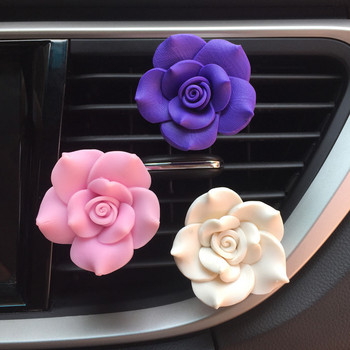 Camellia Flower Decor Διαχύτης αρώματος αυτοκινήτου Αρωματικό στο αυτοκίνητο Αποσμητικό αέρα Auto Perfume Vent Clip Car Smell Car Αξεσουάρ αυτοκινήτου για κορίτσια