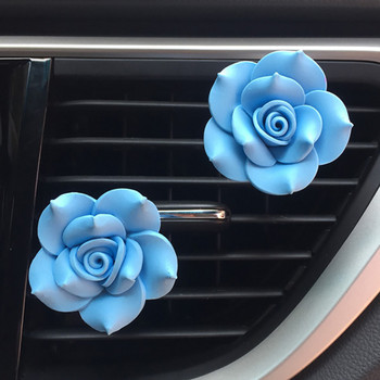 Camellia Flower Decor Διαχύτης αρώματος αυτοκινήτου Αρωματικό στο αυτοκίνητο Αποσμητικό αέρα Auto Perfume Vent Clip Car Smell Car Αξεσουάρ αυτοκινήτου για κορίτσια