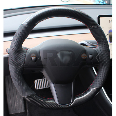 WCaRFun fekete bőr fehér autó kormánykerék burkolat Tesla Model 3 2017 2018 2019 autótartozékokhoz