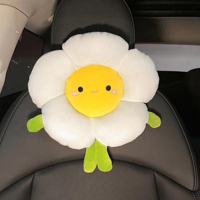 Set de perne lombare pentru tetieră pentru mașină cu desene animate, drăguț, suport pentru gât, floare de soare, pernă de pluș pentru scaun, husă de talie pentru fete, accesorii