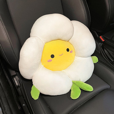 Set de perne lombare pentru tetieră pentru mașină cu desene animate, drăguț, suport pentru gât, floare de soare, pernă de pluș pentru scaun, husă de talie pentru fete, accesorii