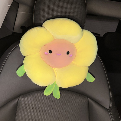 Set de perne lombare pentru tetieră pentru mașină cu desene animate, drăguț, suport pentru gât, floare de soare, pernă de pluș pentru scaun, husă de talie pentru fete, accesorii