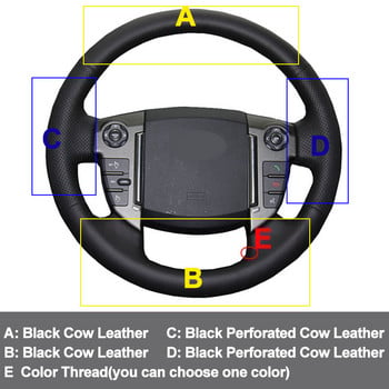 Ράψιμο στο χέρι Τιμόνι αυτοκινήτου Δερμάτινο περιτύλιγμα αγελάδας για Land Rover Discovery 4 2010 2011 2012 2013- 2016 Range Rover Sport 2010-2013