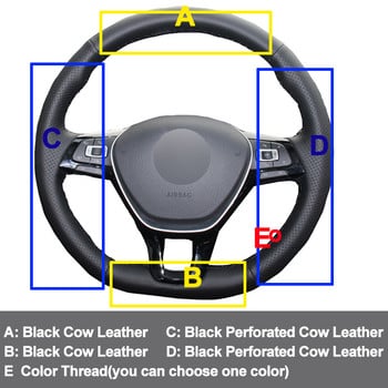 Ράψιμο στο χέρι Κάλυμμα τιμονιού αυτοκινήτου Επάνω  για Volkswagen VW Golf 7 Mk7 Νέο Polo Jetta Passat B8 Tiguan Sharan Touran