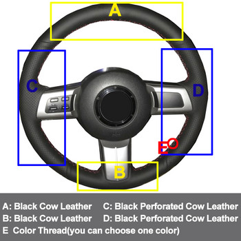 Ράψιμο στο χέρι Κάλυμμα τιμονιού αυτοκινήτου επάνω Δέρμα αγελάδας για Mazda MX-5 Miata 2009 - 2013 2014 RX-8 2008-2013 CX-7 CX7 2007 2009