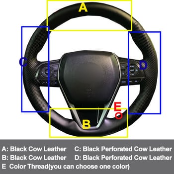 Ράψιμο στο χέρι Κάλυμμα Τιμονιού Αυτοκινήτου Κορυφαίο Δέρμα Αγελάδας Volant για Toyota Camry 2018 - 2019 RAV4 2019 Avalon 2018 2019 2020