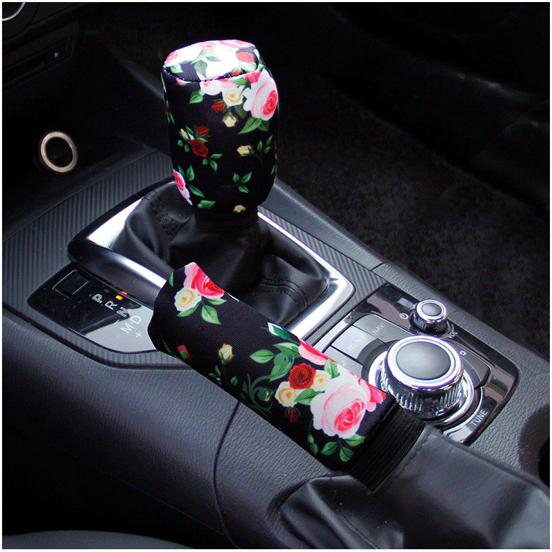3 db/Szett autós kormánykerék fedele Kézifék sebességváltó fedél 3 stílusú rózsavirág fonat a kormányon, lányoknak