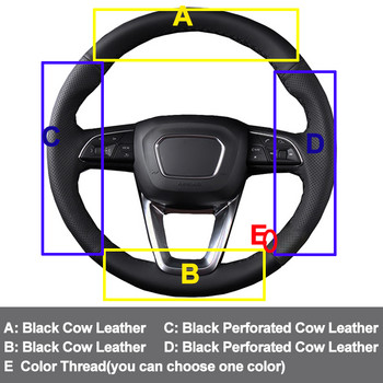 Ράψιμο στο χέρι Κάλυμμα τιμονιού αυτοκινήτου Volant Top Δέρμα αγελάδας για Audi A4 (B9) Avant Allroad Q3 Q5 SQ5 Q7 SQ7 Q8 SQ8 Funda Volante
