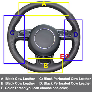 Ράψιμο στο χέρι Κάλυμμα τιμονιού αυτοκινήτου επάνω Audi A3 A4 A5 A6 A7 Allroad RS 7 2014-2015 S6 S7 2013-2018 S8 2013-2018