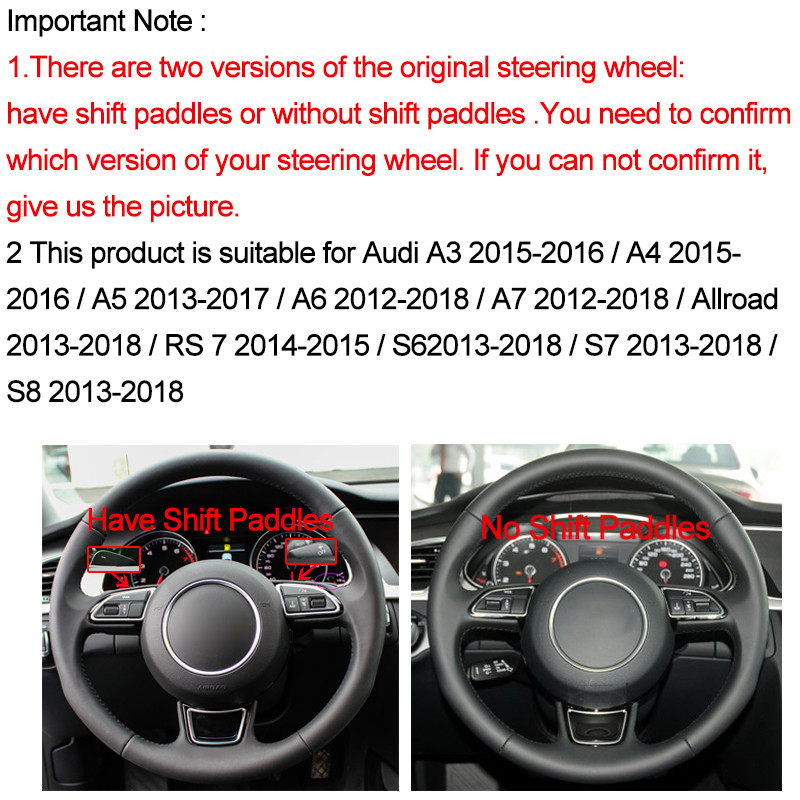 Kézi varrás autó kormánykerék burkolat felső Audi A3 A4 A5 A6 A7 Allroad RS 7 2014-2015 S6 S7 2013-2018 S8 2013-2018