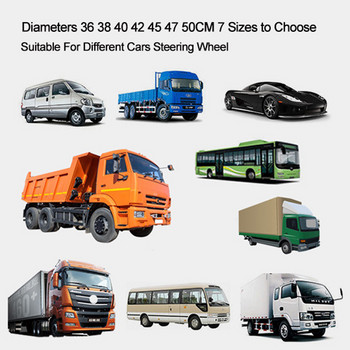  Δερμάτινο κάλυμμα αυτόματου τιμονιού Bus Truck Car For Diameters 36 38 40 42 45 47 50 CM 3D Αντιολισθητικό στυλ αυτοκινήτου