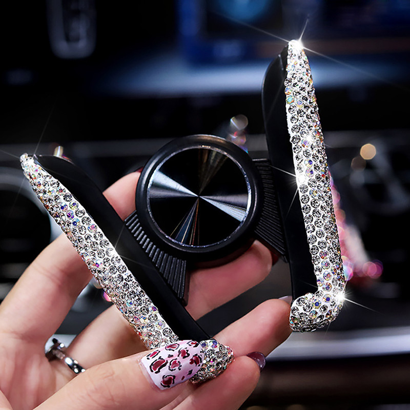Universalus automobilinio telefono laikiklis automobilyje oro ventiliacijos angoje, išmaniojo telefono stovas Mobiliojo telefono atrama Bling automobilių priedai mergaitėms, moterims