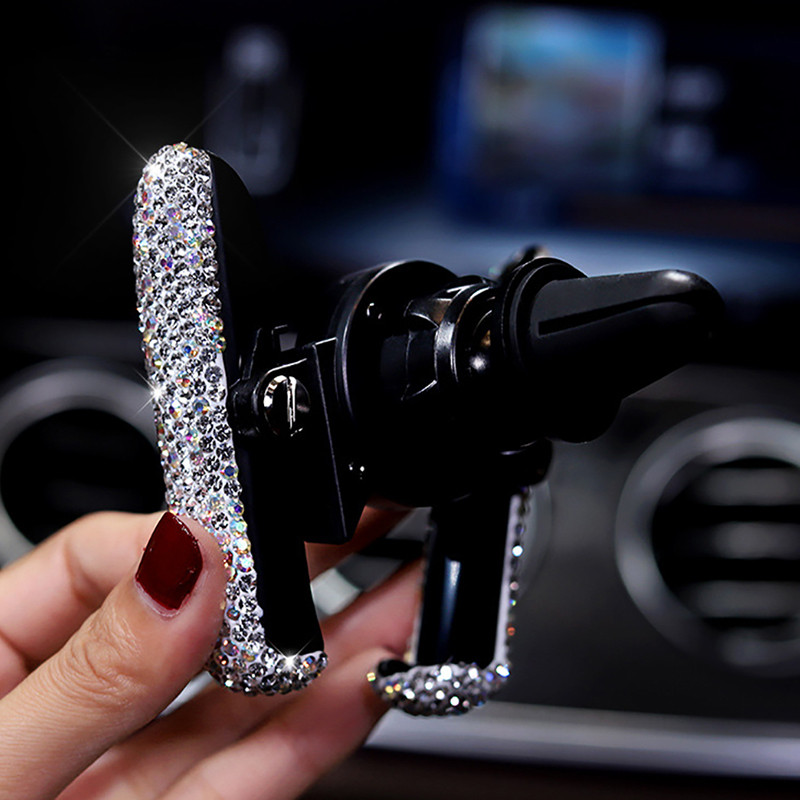 Universalus automobilinio telefono laikiklis automobilyje oro ventiliacijos angoje, išmaniojo telefono stovas Mobiliojo telefono atrama Bling automobilių priedai mergaitėms, moterims