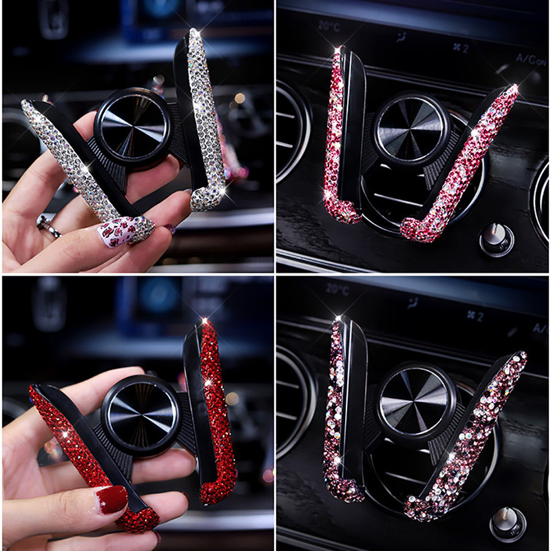 Universalus automobilinio telefono laikiklis automobilyje oro ventiliacijos angoje, išmaniojo telefono stovas Mobiliojo telefono atrama Bling automobilių priedai mergaitėms, moterims