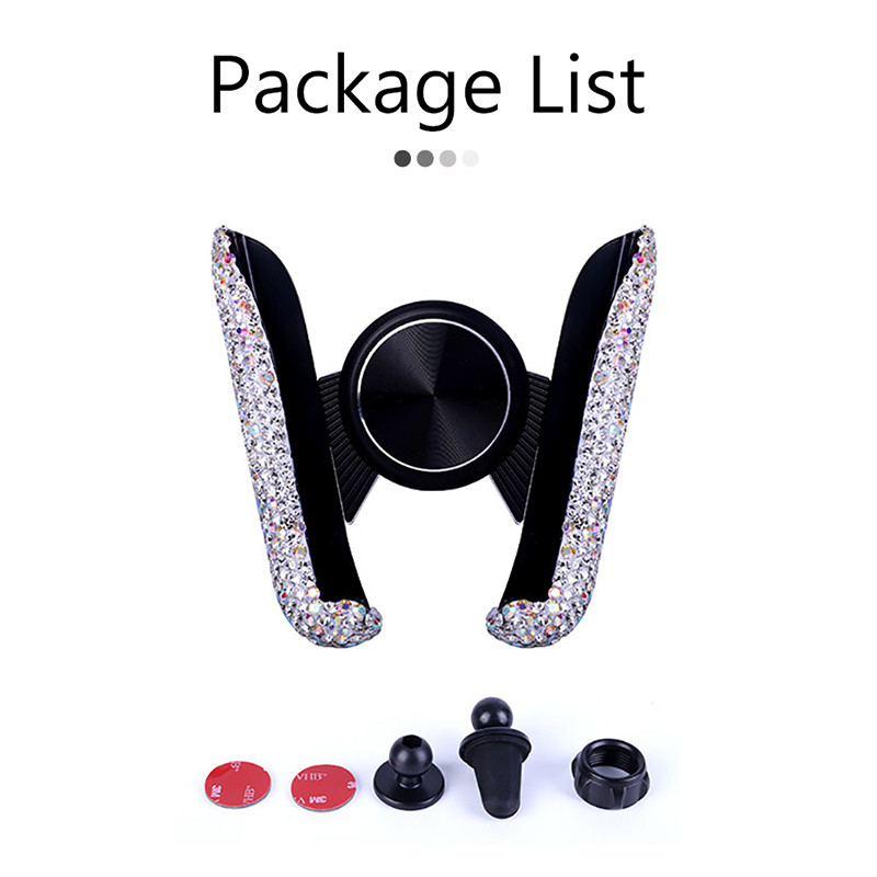 Universalus automobilinio telefono laikiklis automobilyje oro ventiliacijos angoje, išmaniojo telefono stovas Mobiliojo telefono atrama Bling automobilių priedai mergaitėms, moterims