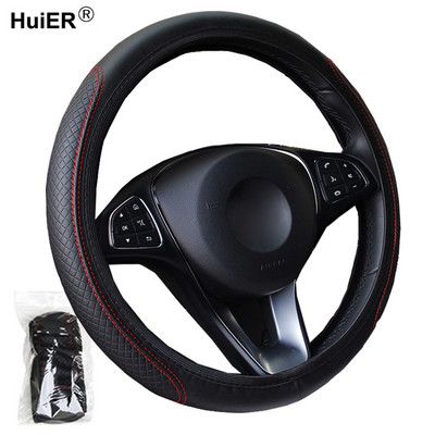 Fashion 6 Colors Auto stūres rata pārsegs Volant mākslīgās ādas pinums uz stūres Funda Volante Auto Car Styling