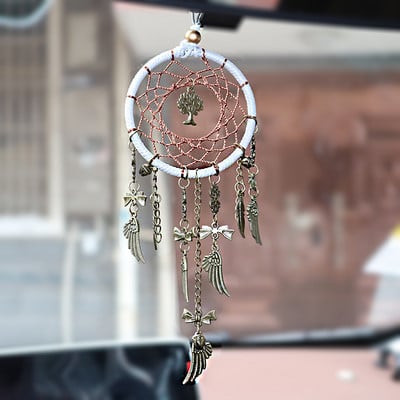 Ретро Dream Catcher Car Hanging Accessoryy Автомобилно огледало за обратно виждане Висулка Авто интериорна декорация Lucky Trim Автомобилни орнаменти Бронз