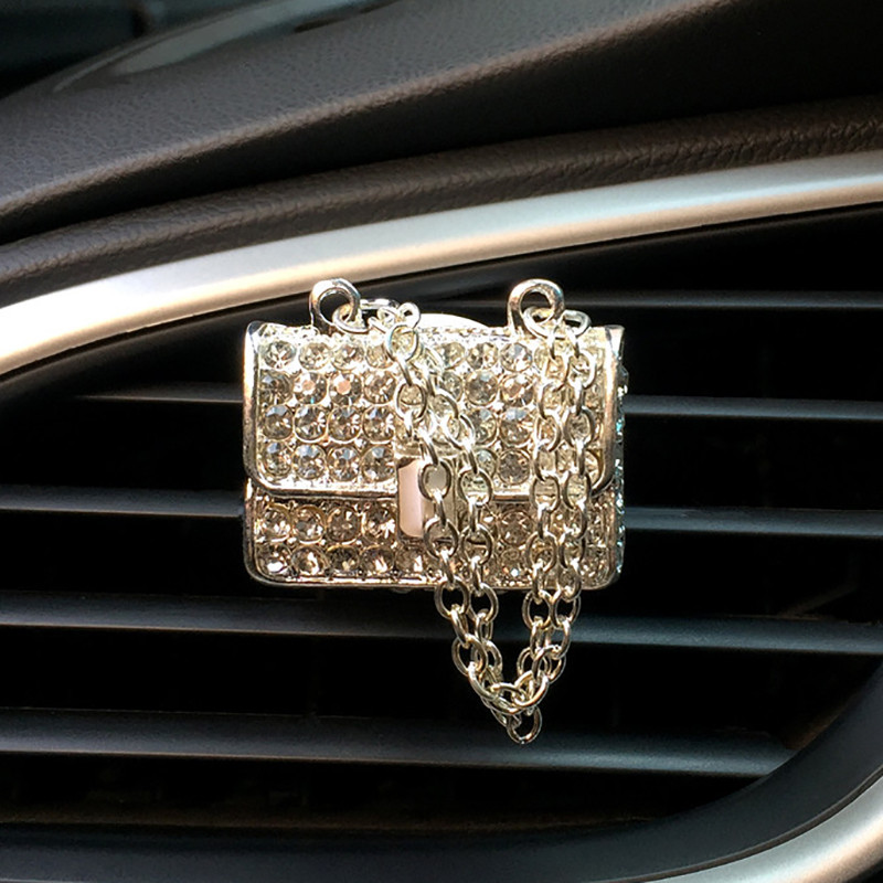 Bling erszényes autós kiegészítők lányoknak ajándék autó kivezető parfüm klip légfrissítő autó illat diffúzor Elegáns dekoráció autódísz