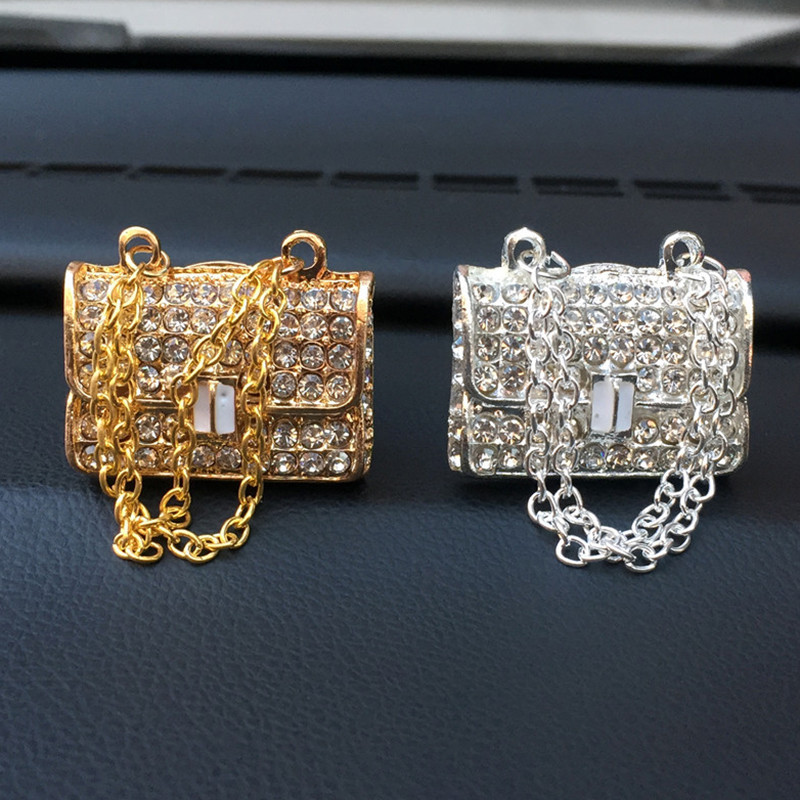 Bling erszényes autós kiegészítők lányoknak ajándék autó kivezető parfüm klip légfrissítő autó illat diffúzor Elegáns dekoráció autódísz