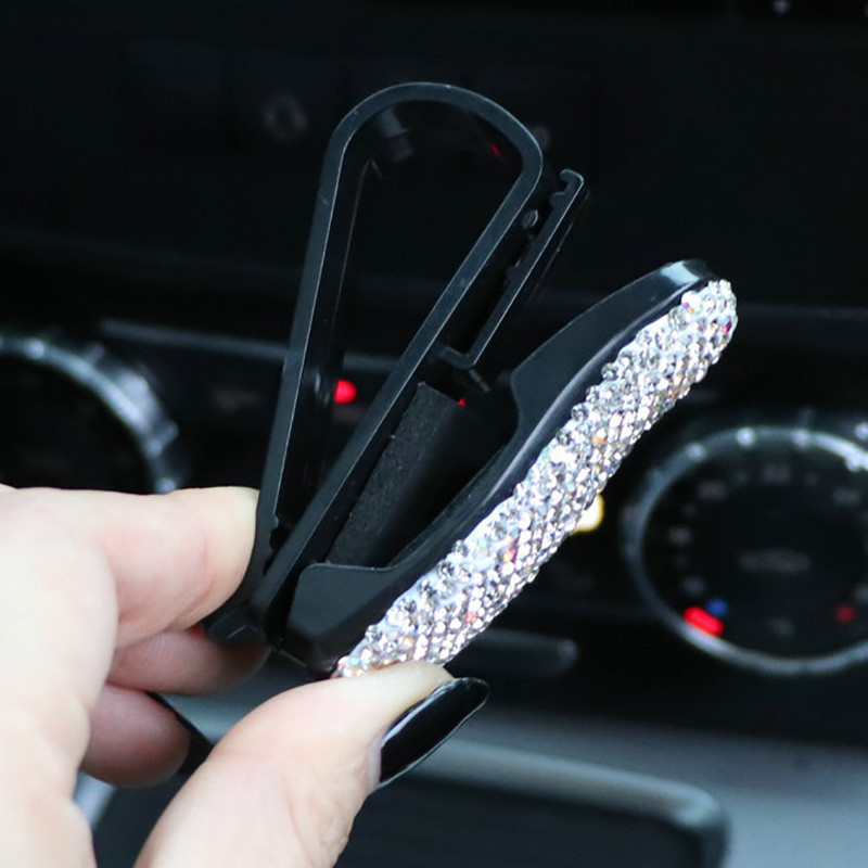 Autós napszemüvegtartók Jegykártya-rendező autóban napellenző szemüvegrögzítő, autós kártyacsipesz Bling Decor autós kiegészítő nők számára