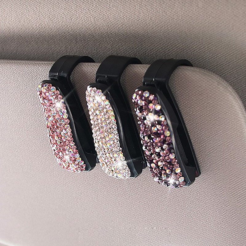 Autós napszemüvegtartók Jegykártya-rendező autóban napellenző szemüvegrögzítő, autós kártyacsipesz Bling Decor autós kiegészítő nők számára