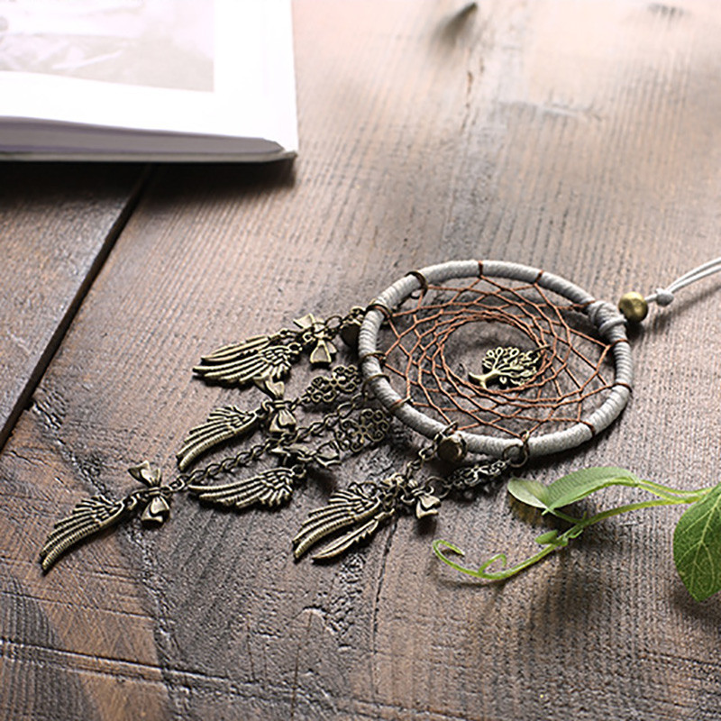 „Dream Catcher“ automobilio pakabinimo priedai Automobilio galinio vaizdo veidrodžio pakabukas Automobilio interjeras Etninis namų dekoras „Lucky Trim“ automobilio papuošalai