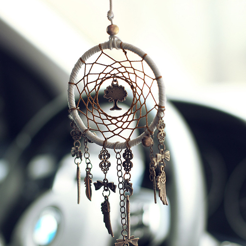 „Dream Catcher“ automobilio pakabinimo priedai Automobilio galinio vaizdo veidrodžio pakabukas Automobilio interjeras Etninis namų dekoras „Lucky Trim“ automobilio papuošalai