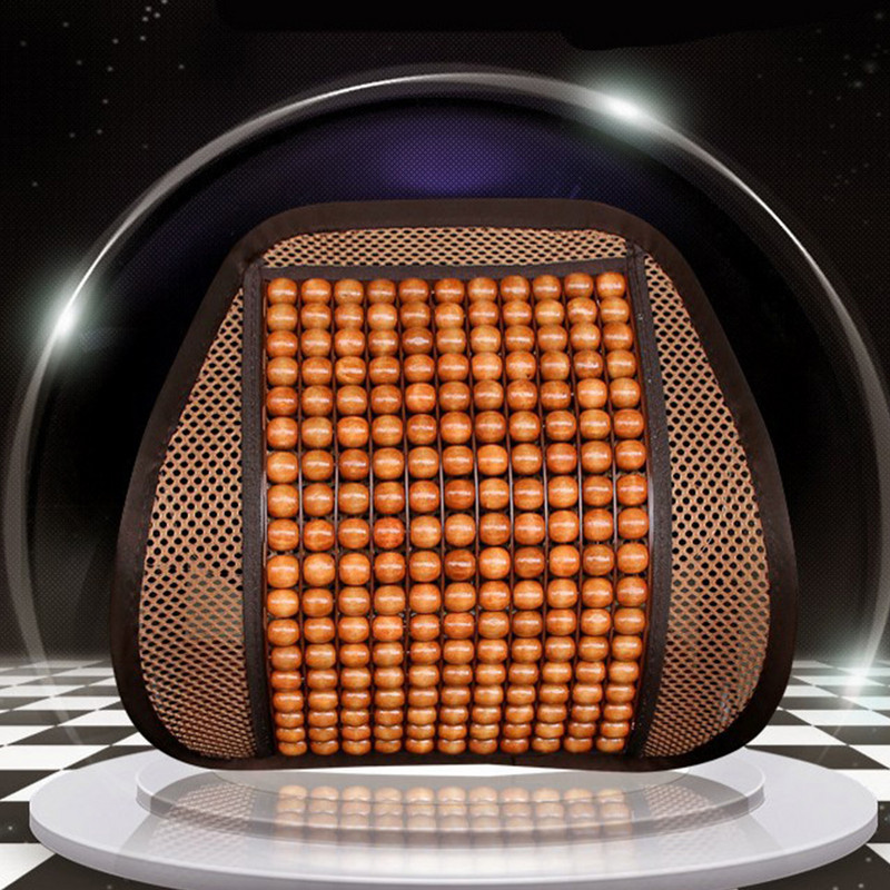 Kvėpuojanti automobilio juosmens pagalvė masažo karoliukai sėdynės nugaros atramos padėklas ledinis šilko tinklelis medinis karoliukas juosmens pagalvėlė automobilio vidaus apdaila