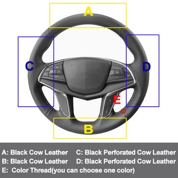 Ράψιμο στο χέρι Κάλυμμα τιμονιού αυτοκινήτου Επάνω δέρμα αγελάδας για Cadillac CT6 2016-2020 XT5 2016 2017 2018 2019 2020