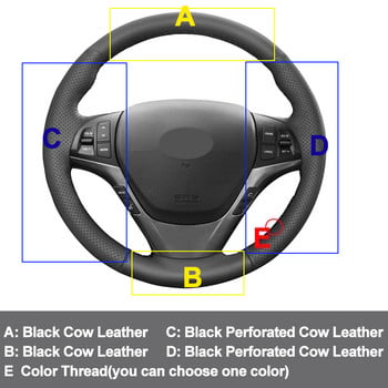 Ράψιμο στο χέρι Κάλυμμα τιμονιού αυτοκινήτου Car Cow Αντιολισθητικό περιτύλιγμα για Hyundai Genesis Coupe 2010 2011 2012 2013 2014 2015 2016