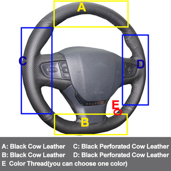 Ράψιμο στο χέρι Κάλυμμα τιμονιού αυτοκινήτου επάνω Δέρμα αγελάδας για Peugeot 408 2014-2019 Citroen C3 C3-XR C4 2015-2019 Traveler 2016-2019